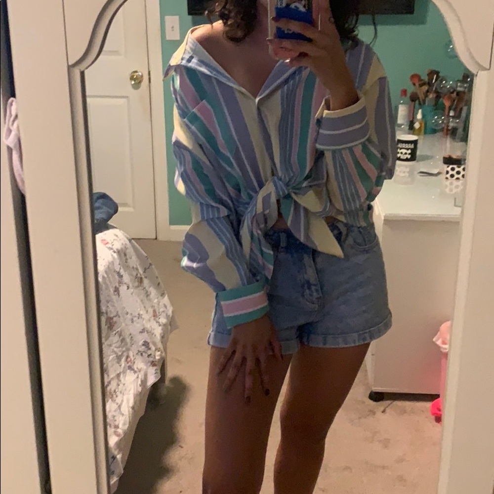 Oversized pastel button down